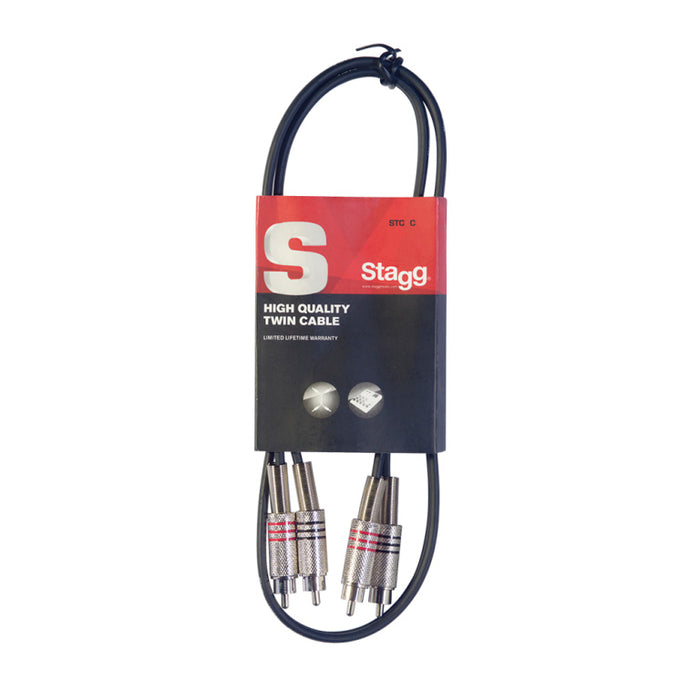 Stagg STC2C 2M/6FT TWIN CABLE RCAm-RCAm - Fair Deal Music