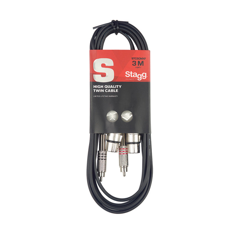 Stagg STC3CMXF 3M/10FT TWIN CABLE RCAm-XLRf - Fair Deal Music