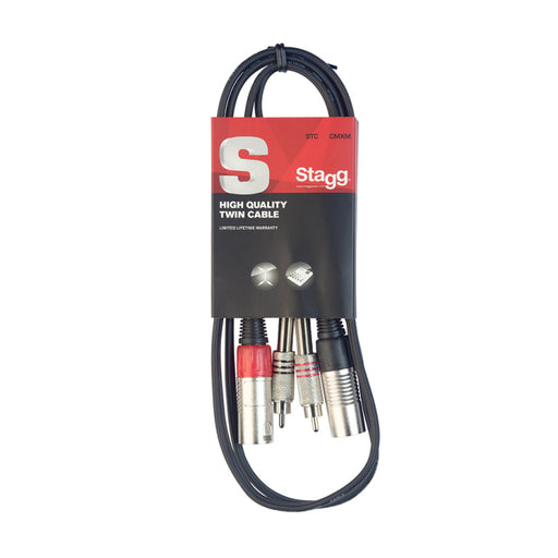 Stagg STC060CMXM 60CM/2FT TWIN CABLE RCAm-XLRm - Fair Deal Music
