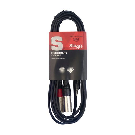 Stagg SYC3/MPSB2XM Stereo Mini Jack to 2 x Male XLR Audio Cable - Fair Deal Music