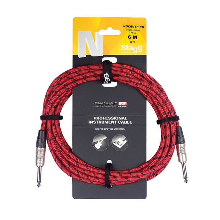 Stagg NGC6VTR RD 6M/20FT Vintweed Deluxe-Red - Fair Deal Music