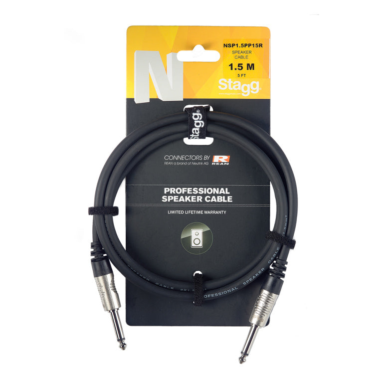 Stagg NSP1,5PP15R Speaker cable, jack/jack (m/m), 1.5 m (5') - Fair Deal Music