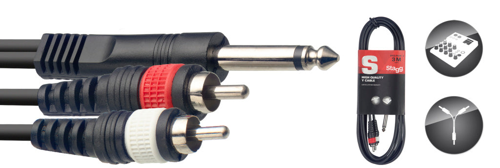 Stagg SYC3/P2CM E 3M/10FT SPLIT MLD PLUG-2RCAm - Fair Deal Music