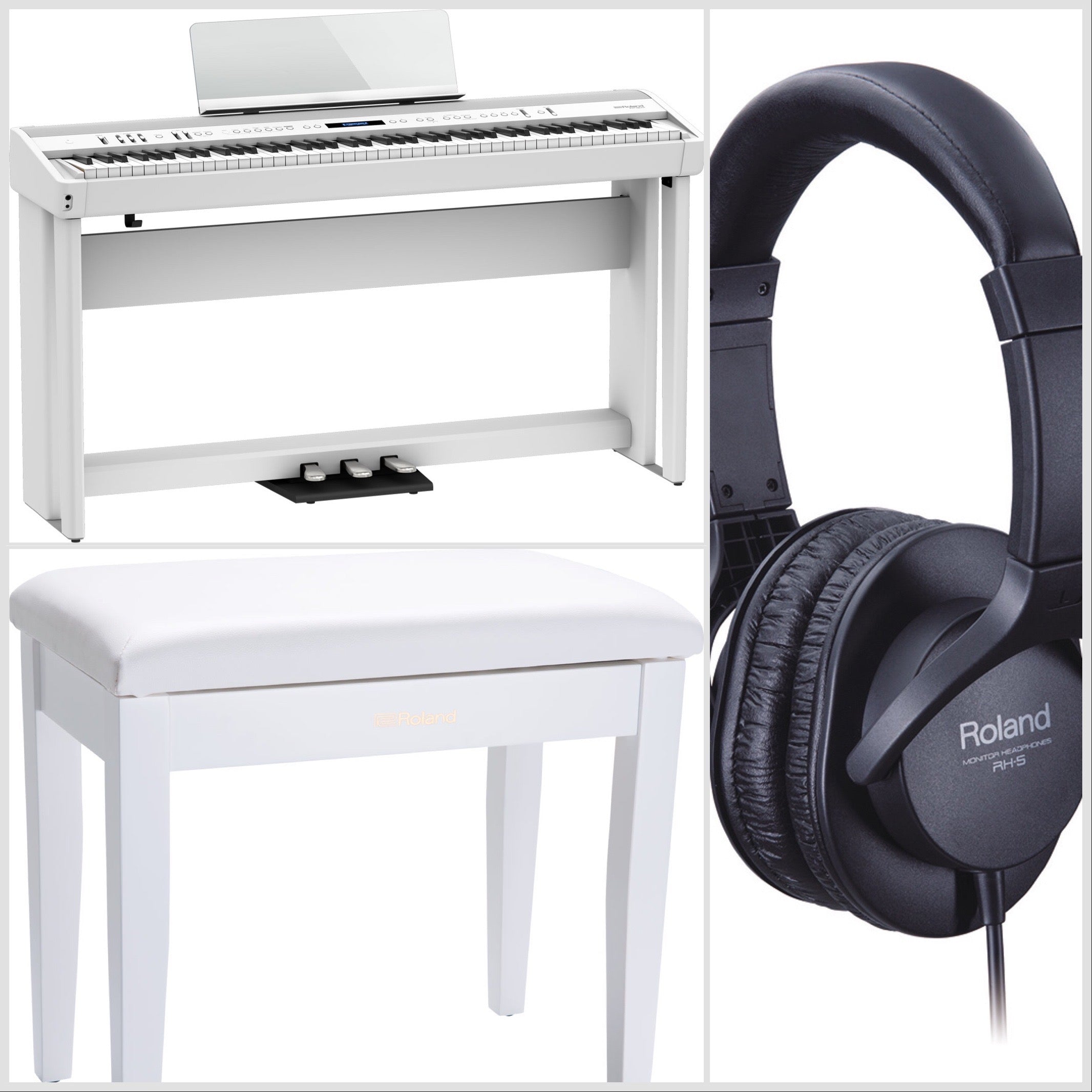 Roland FP-90X-WH Premium Portable Piano White Bundle - Fair Deal Music