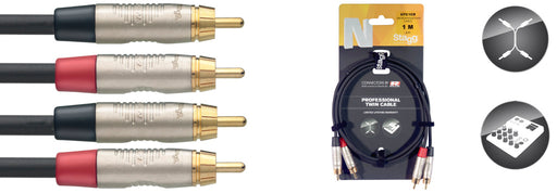Stagg NTC1CR 1M/3FT TWIN CBL RCAm-RCAm DLX - Fair Deal Music