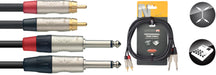 Stagg NTC3PCMR 3M/10FT TWIN CBL PLG-RCAm DLX - Fair Deal Music