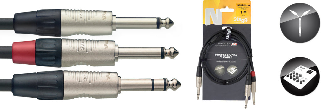 Stagg NYC1/PS2PR 1M/3FT Split ST.PLlug-2Plug DLX - Fair Deal Music