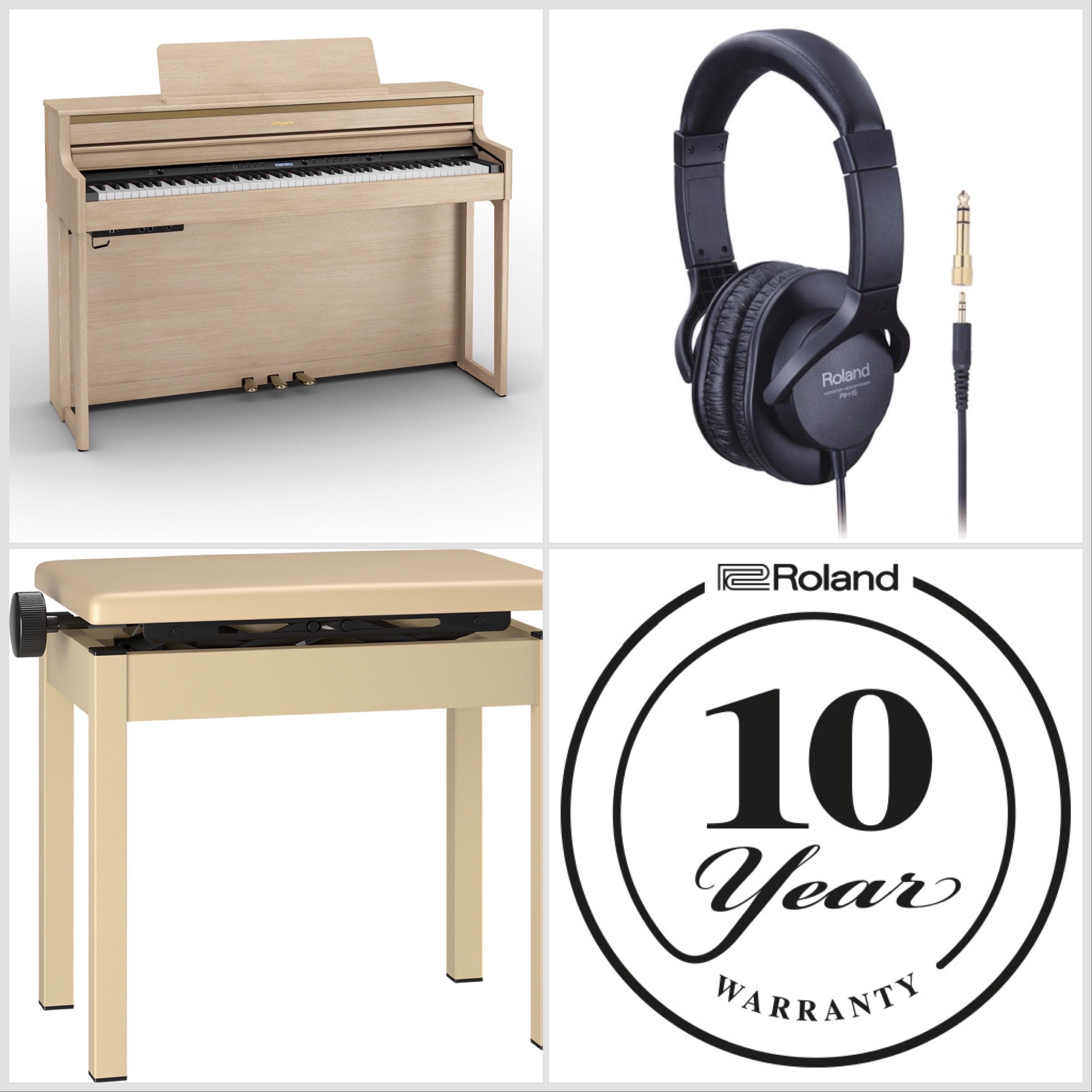 Roland HP704-LA Digital Upright Piano Light Oak Bundle - Fair Deal Music