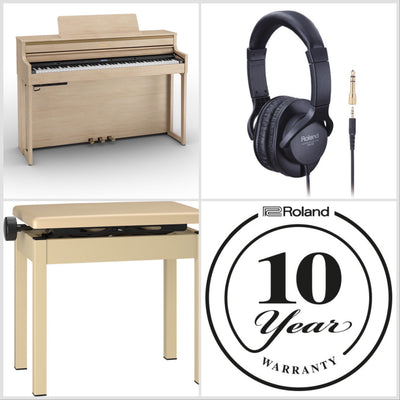 Roland HP704-LA Digital Upright Piano Light Oak Bundle - Fair Deal Music