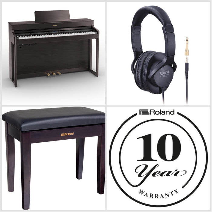 Roland HP702-DR Digital Upright Piano Dark Rosewood Bundle - Fair Deal Music