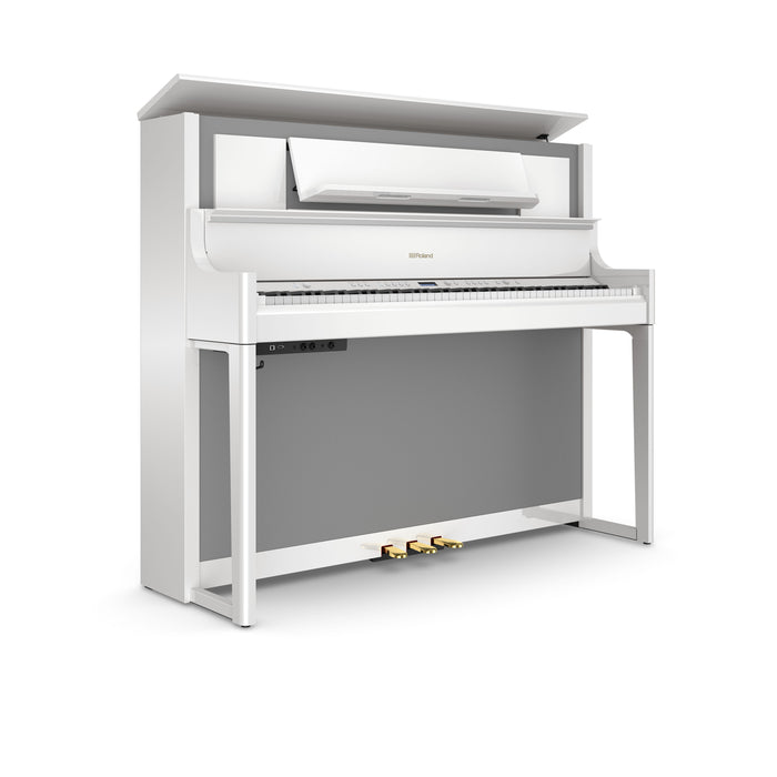 Roland LX708-PW Digital Upright Piano in Polished White - Fair Deal Music