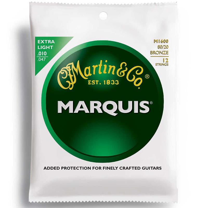 Martin M1600 Marquis, 80/20 Bronze, 12 String Acoustic Guitar Strings, X-Light 10-47. - Fair Deal Music