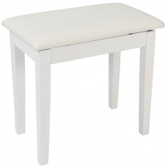 Kinsman KPB01WH Piano Bench with Storage - White Satin - Fair Deal Music