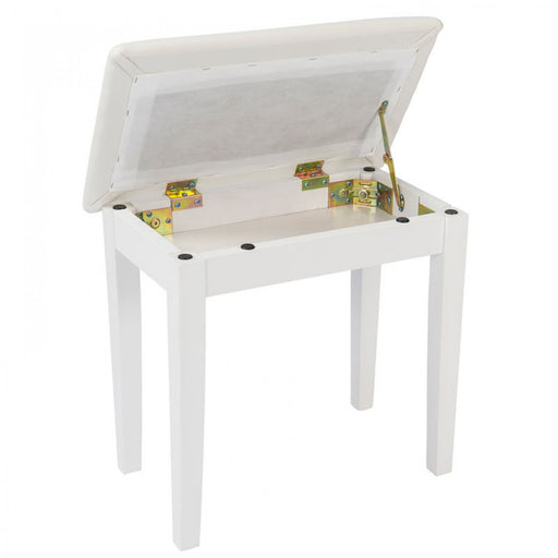 Kinsman KPB01WH Piano Bench with Storage - White Satin - Fair Deal Music