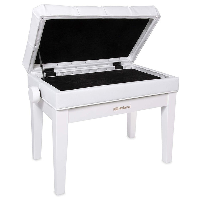 Roland RPB-500PW Adjustable Piano Bench with Storage in Polished White (Showroom Model) - Fair Deal Music
