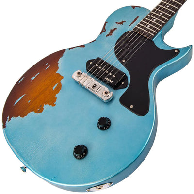 Vintage V120MR Icon, Distressed Gun Hill Blue On Sunburst - Fair Deal Music