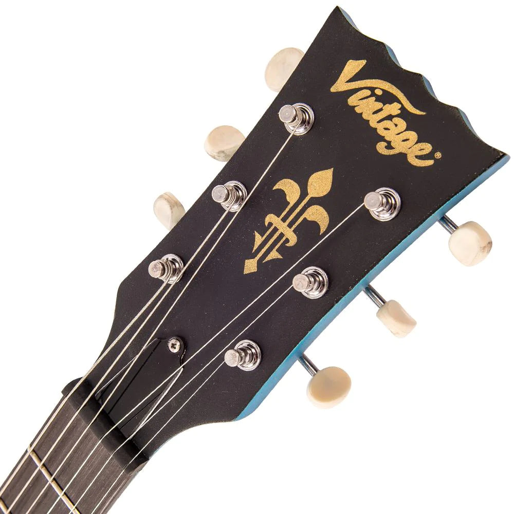 Vintage V120MR Icon, Distressed Gun Hill Blue On Sunburst - Fair Deal Music
