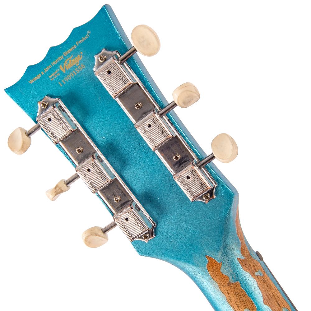 Vintage V120MR Icon, Distressed Gun Hill Blue On Sunburst - Fair Deal Music