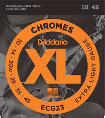 D'Addario ECG23 Chromes Flat Wound Electric Guitar Strings, Extra Light, 10-48 - Fair Deal Music