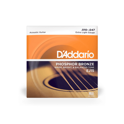 D'Addario EJ15 Phosphor Bronze Acoustic Strings, Extra Light 10-47 - Fair Deal Music