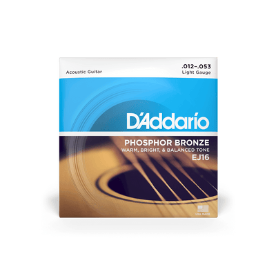 D'Addario EJ16 Phosphor Bronze Acoustic Guitar Strings, Light 12-53 - Fair Deal Music