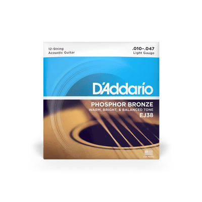 D'Addario EJ38 Phosphor Bronze Acoustic 12-String Guitar Strings, Light 10-47 - Fair Deal Music