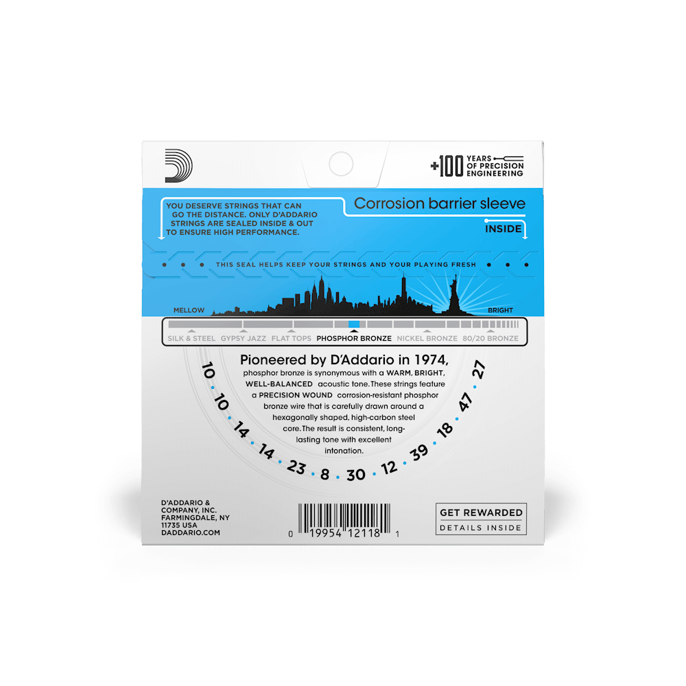 D'Addario EJ38 Phosphor Bronze Acoustic 12-String Guitar Strings, Light 10-47 - Fair Deal Music