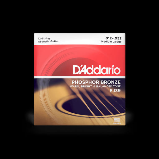 D'Addario EJ39 Phosphor Bronze Acoustic 12-String Guitar Strings, Medium 12-52 - Fair Deal Music