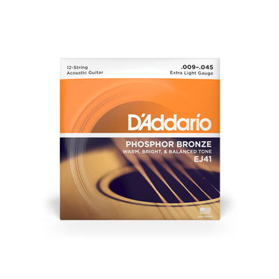 D'Addario EJ41 Phosphor Bronze Acoustic 12-String Guitar Strings, Extra Light 09-45 - Fair Deal Music