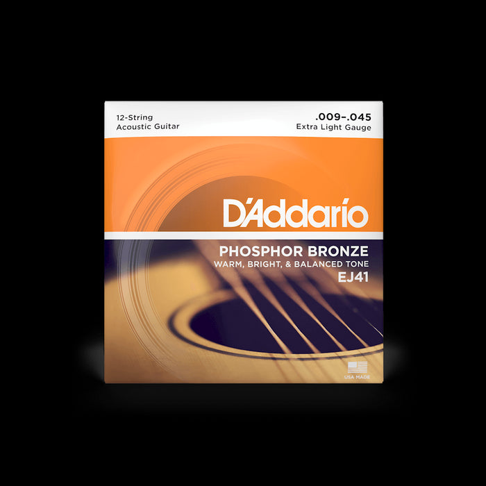 D'Addario EJ41 Phosphor Bronze Acoustic 12-String Guitar Strings, Extra Light 09-45 - Fair Deal Music