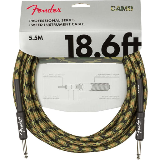 Fender Professional Series Instrument Cable 18.6ft, Woodland Camo - Fair Deal Music