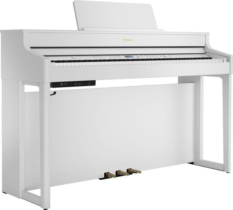 Roland HP702-WH Digital Upright Piano White Satin Bundle - Fair Deal Music