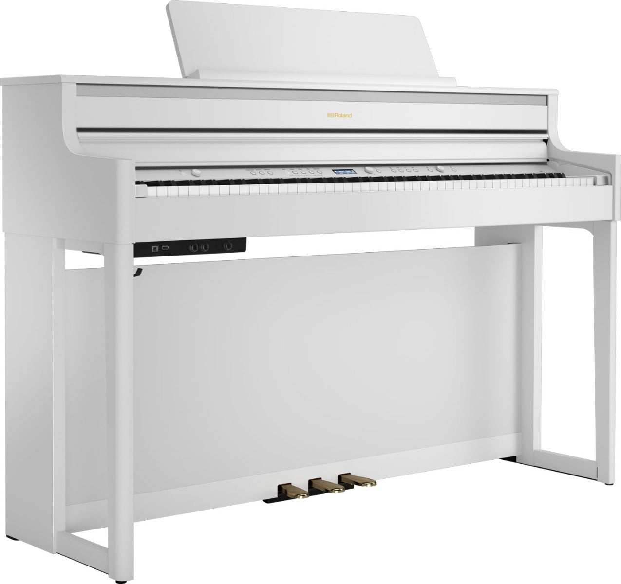 Roland HP704-WH Digital Upright Piano White Satin Bundle - Fair Deal Music
