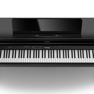 Roland HP704-PE Digital Upright Piano Polished Ebony (Showroom Model) - Fair Deal Music