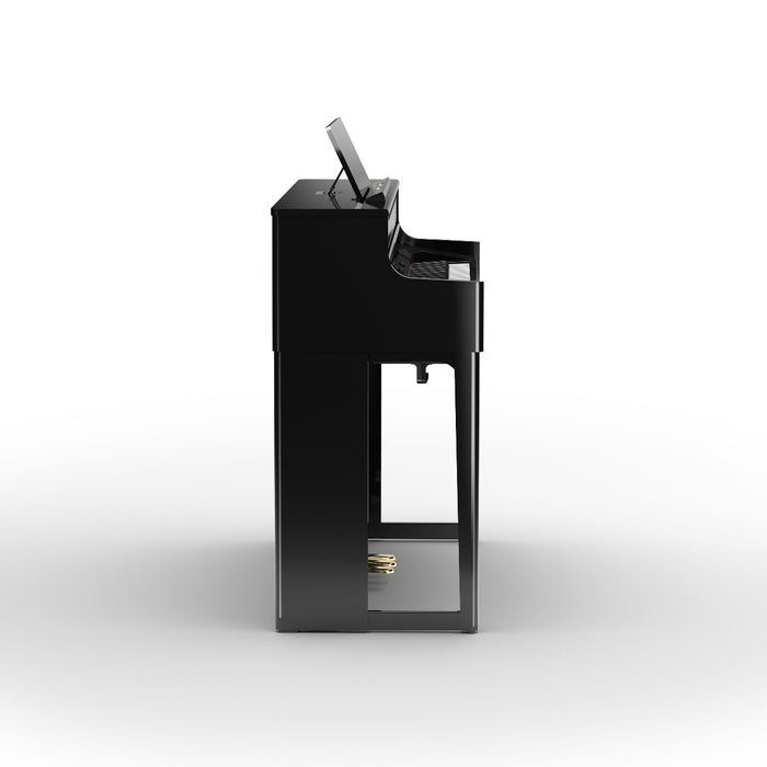 Roland HP704-PE Digital Upright Piano Polished Ebony Bundle - Fair Deal Music