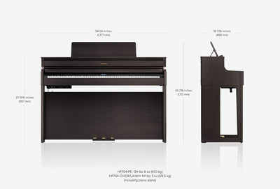Roland HP704-DR Digital Upright Piano Dark Rosewood Bundle - Fair Deal Music