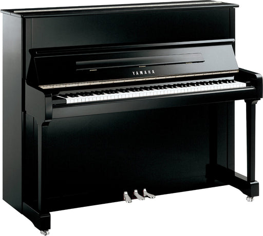 Yamaha P121  Upright Piano in Polished Ebony with Chrome Fittings - Fair Deal Music