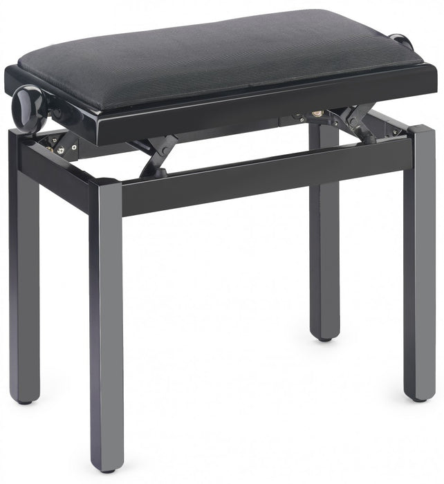 Stagg PBF39 Adjustable Piano Bench in Polished Black with Velvet Top - Fair Deal Music