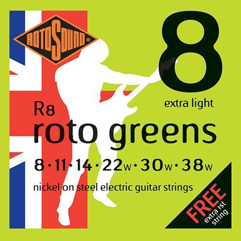 Rotosound R8 Roto Greens (8-38) Nickel Electric Guitar Strings - Fair Deal Music