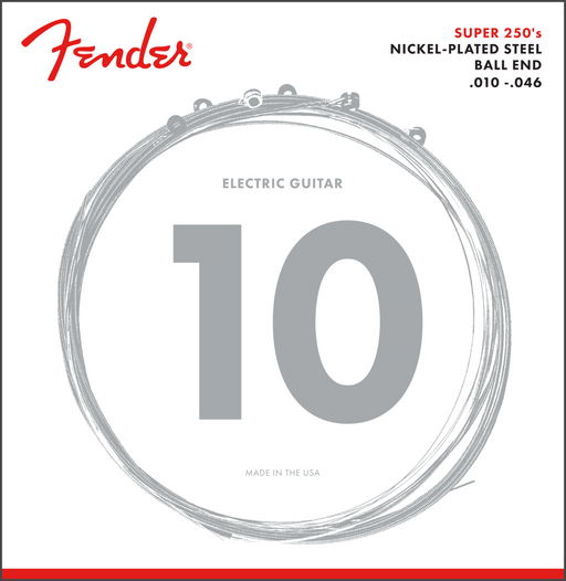 Fender Super 250 Guitar Strings, Nickel Plated Steel, Ball End, 250L Gauges 010-.046 - Fair Deal Music