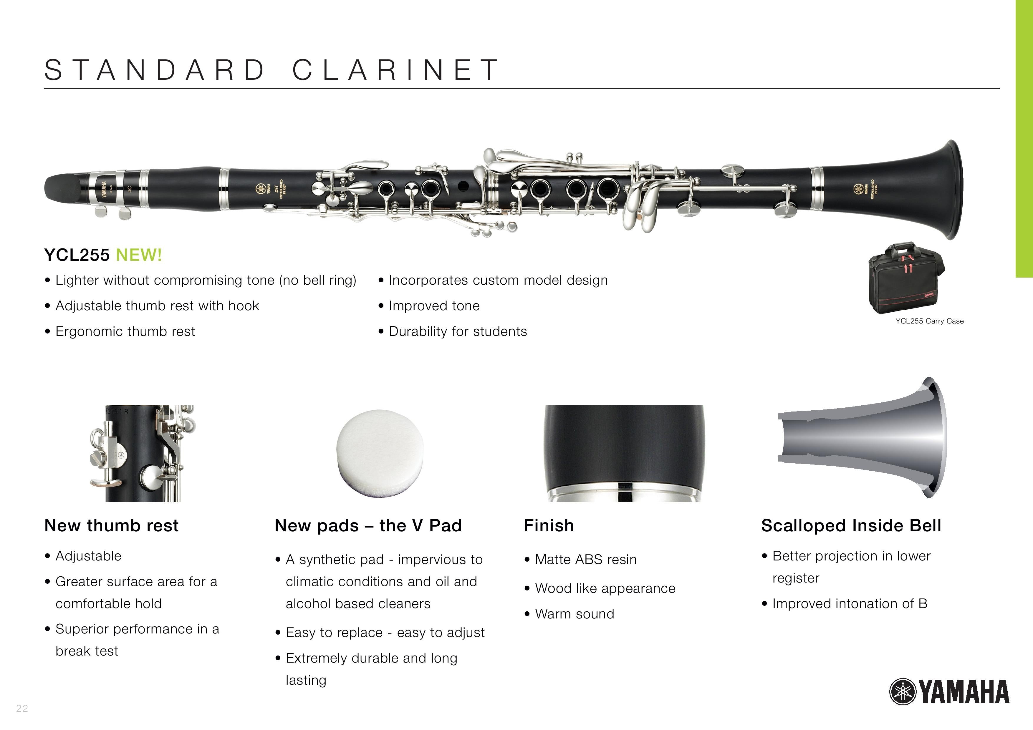 Yamaha YCL-255S Student B♭ Clarinet - ABS Resin Body & Silver-Plated Keys - Fair Deal Music